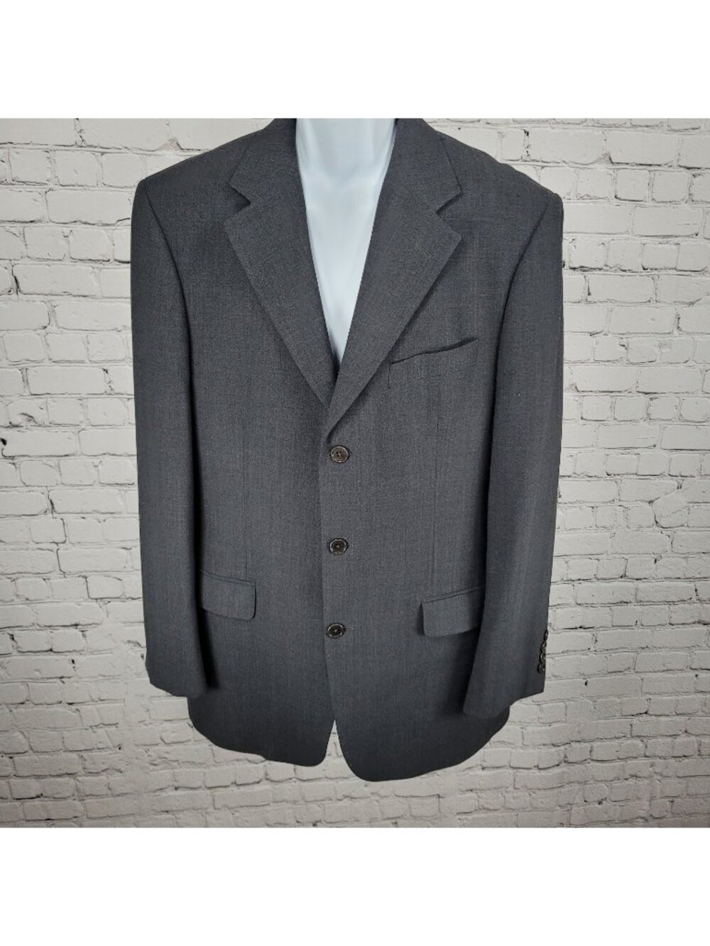 Brooks Brothers Grey 346 Wool Stretch 3 Button Notch Blazer Sport Coat Size 40L